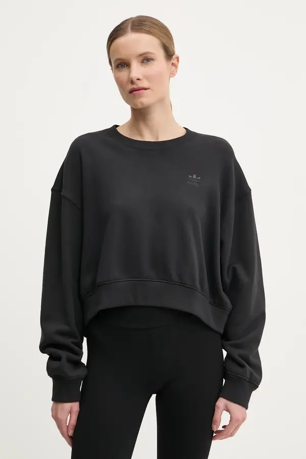 Adidas Pamučna dukserica adidas Originals Nelson za žene, boja: crna, s tiskom, JC8335