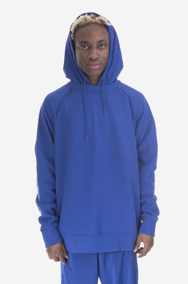 adidas Originals Pamučna dukserica adidas Originals Premium Essentials Crinkle Nylon Hoodie za muškarce, s kapuljačom, glatka, HR5456-blue