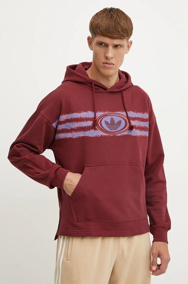 adidas Originals Pamučna dukserica adidas Originals za muškarce, boja: bordo, s kapuljačom, s tiskom, JM0470