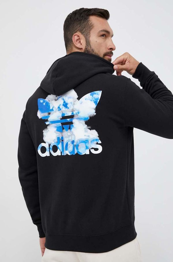 adidas Originals Pamučna dukserica adidas Originals za muškarce, boja: crna, s kapuljačom, s tiskom