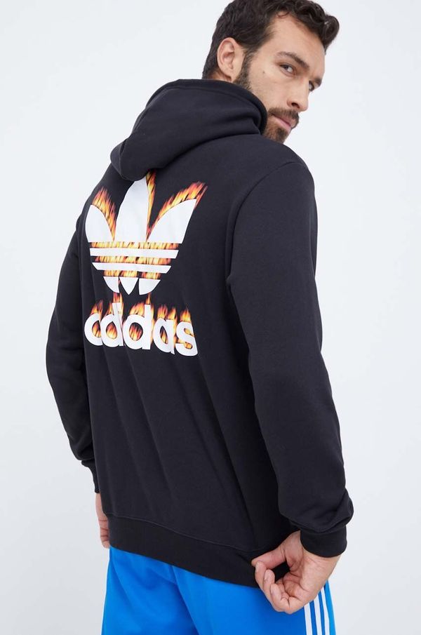 adidas Originals Pamučna dukserica adidas Originals za muškarce, boja: crna, s kapuljačom, s tiskom