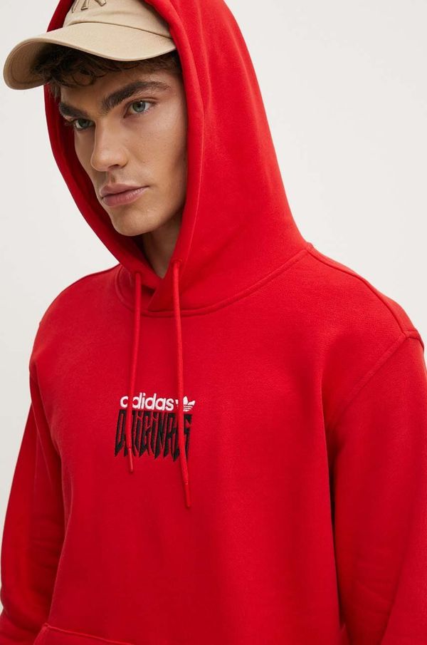 adidas Originals Pamučna dukserica adidas Originals za muškarce, boja: crvena, s kapuljačom, s aplikacijom, IZ4835