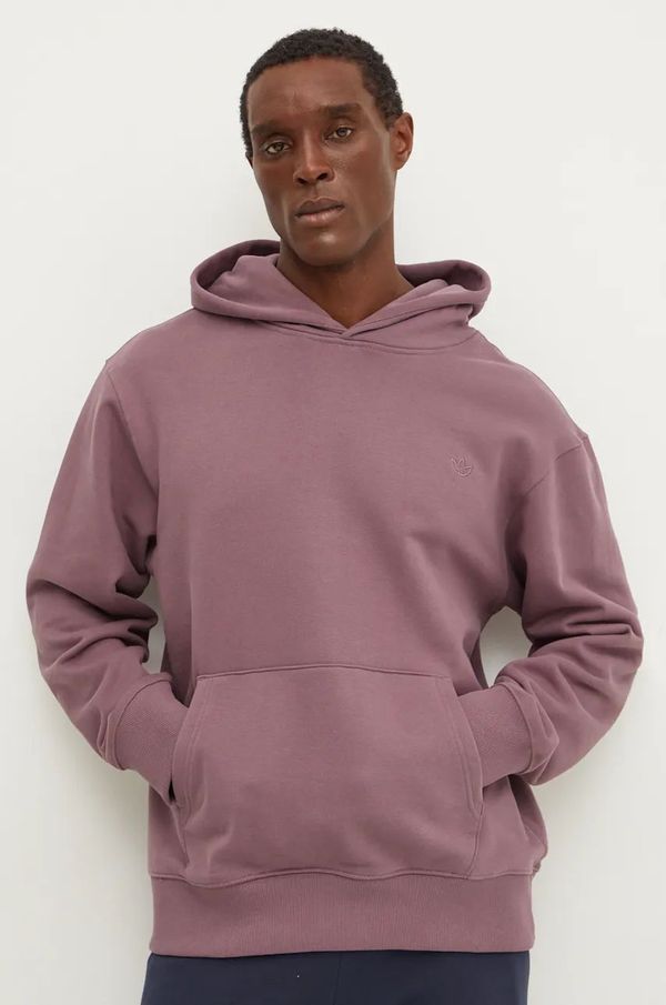 adidas Originals Pamučna dukserica adidas Originals za muškarce, boja: ružičasta, s kapuljačom, bez uzorka, IX9809