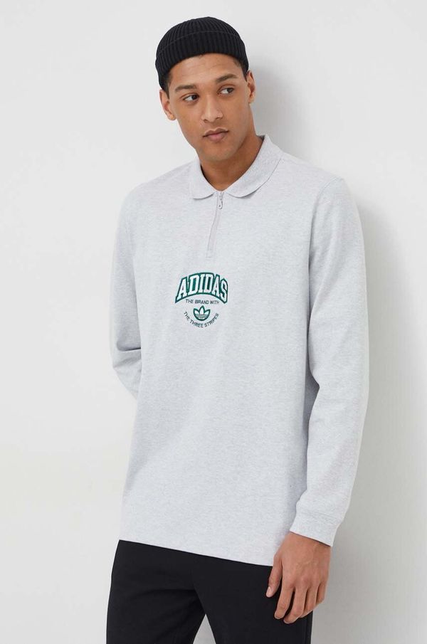 adidas Originals Pamučna dukserica adidas Originals za muškarce, boja: siva, s aplikacijom