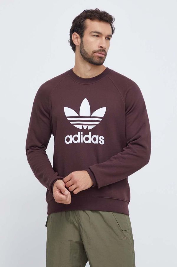 adidas Originals Pamučna dukserica adidas Originals za muškarce, boja: smeđa, s tiskom