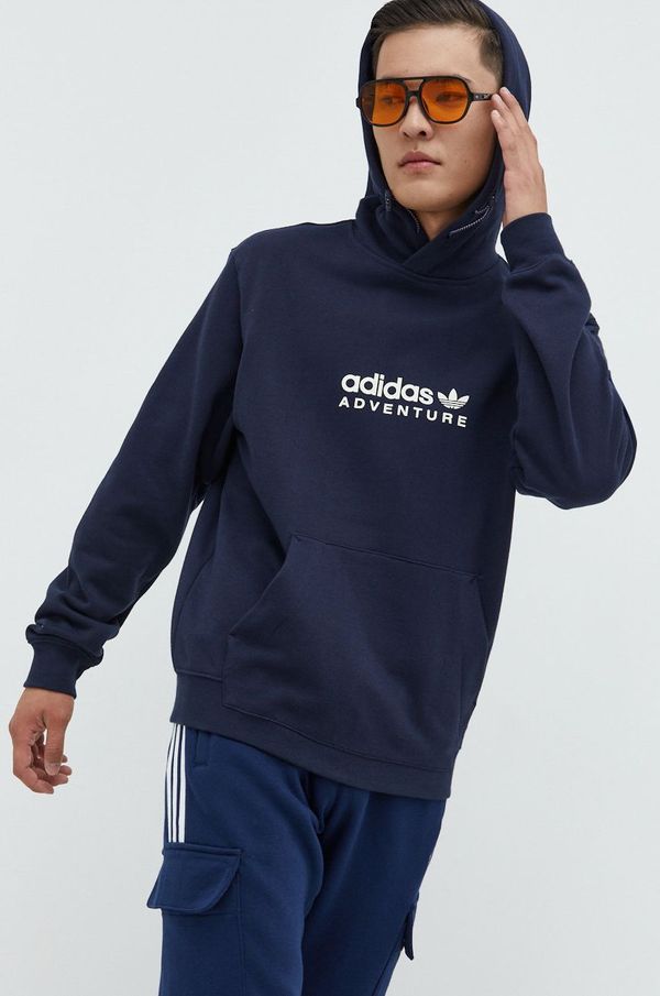 adidas Originals Pamučna dukserica adidas Originals za muškarce, boja: tamno plava, s kapuljačom, s tiskom