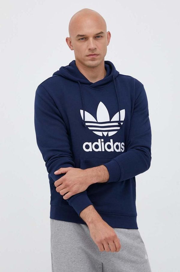 adidas Originals Pamučna dukserica adidas Originals za muškarce, boja: tamno plava, s kapuljačom, s tiskom