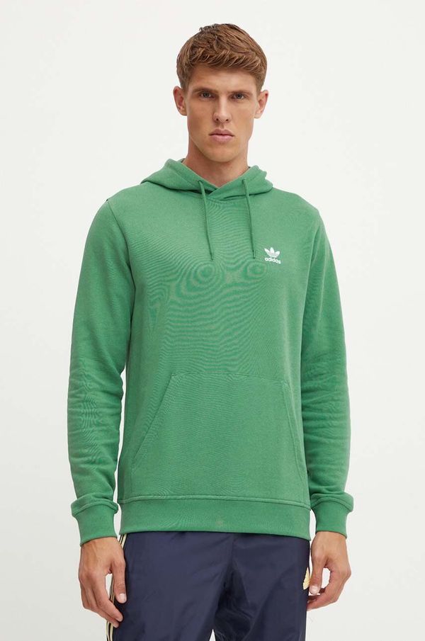 adidas Originals Pamučna dukserica adidas Originals za muškarce, boja: zelena, s kapuljačom, bez uzorka, IX7671
