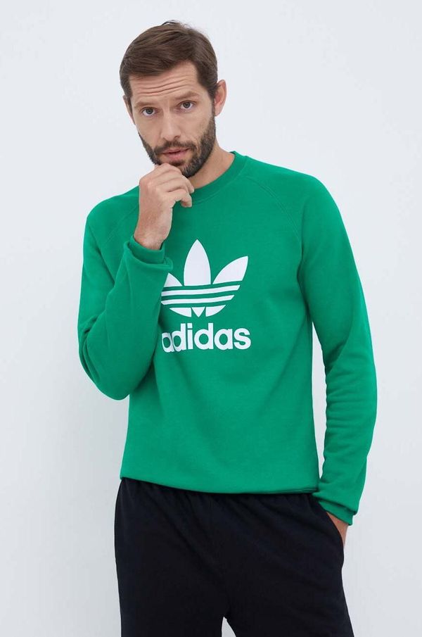 adidas Originals Pamučna dukserica adidas Originals za muškarce, boja: zelena, s tiskom