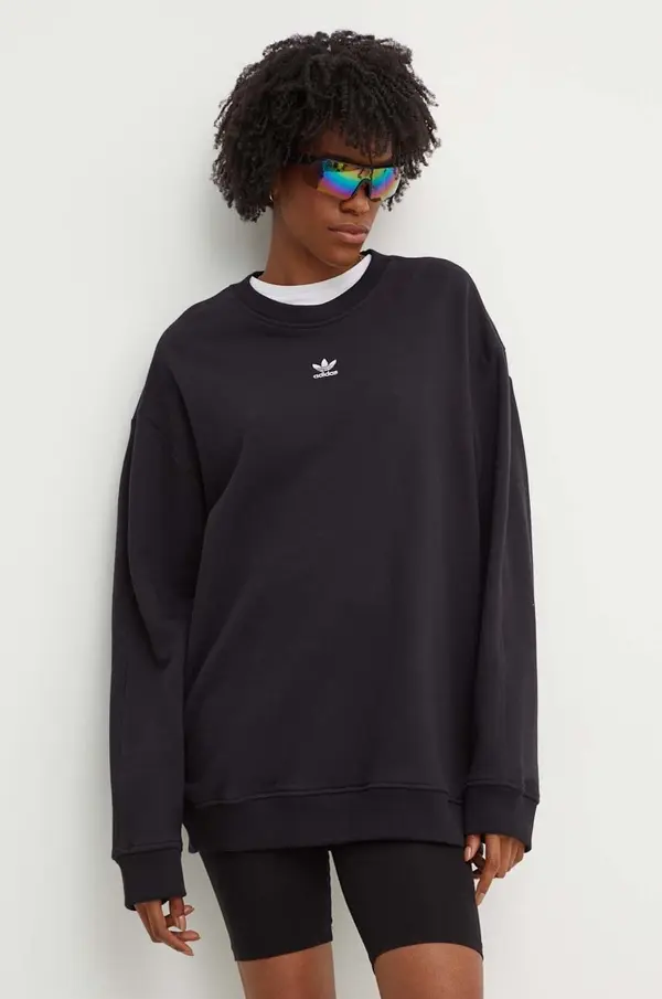 Adidas Pamučna dukserica adidas Originals za žene, boja: crna, bez uzorka, IY9630