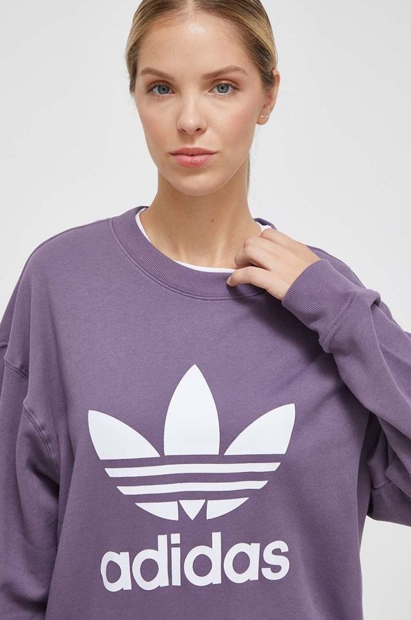 adidas Originals Pamučna dukserica adidas Originals za žene, boja: ljubičasta, s tiskom