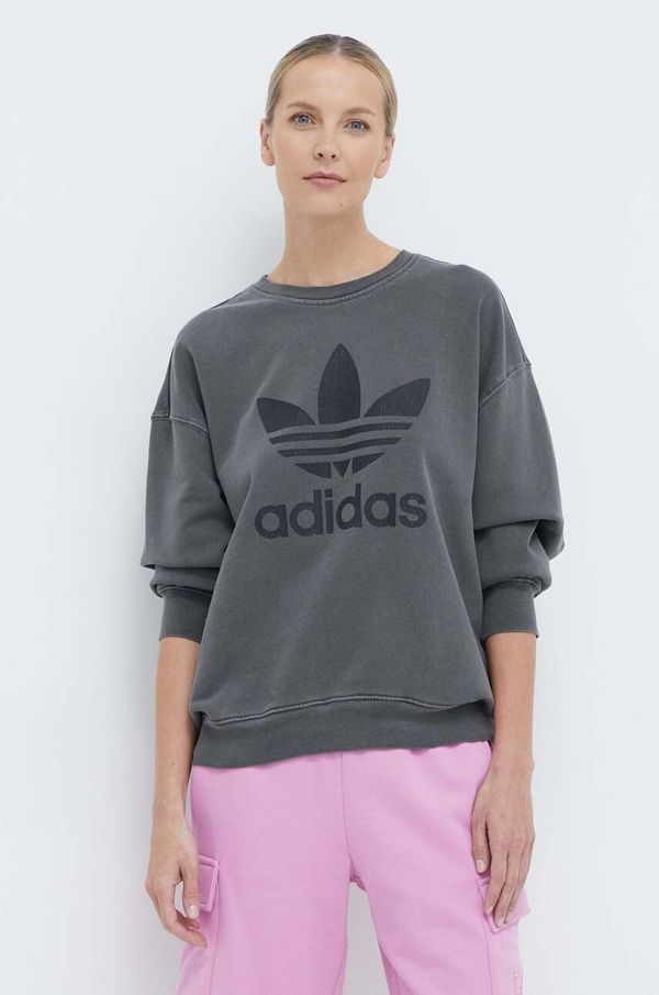 adidas Originals Pamučna dukserica adidas Originals za žene, boja: siva, s tiskom