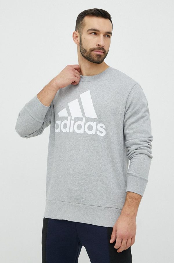 adidas Pamučna dukserica adidas za muškarce, boja: siva, s tiskom