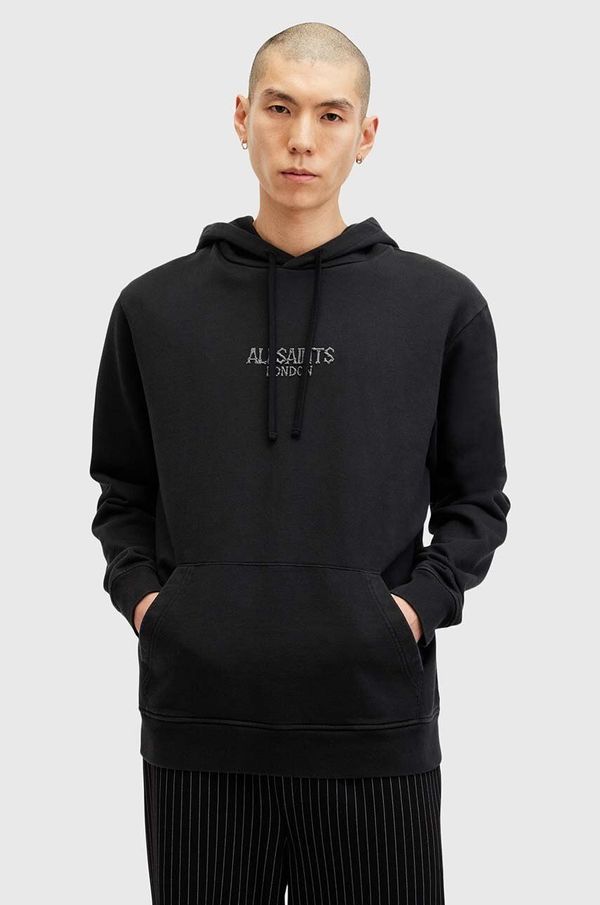 AllSaints Pamučna dukserica AllSaints BONES OTH HOODY za muškarce, boja: crna, s kapuljačom, bez uzorka, M005NB