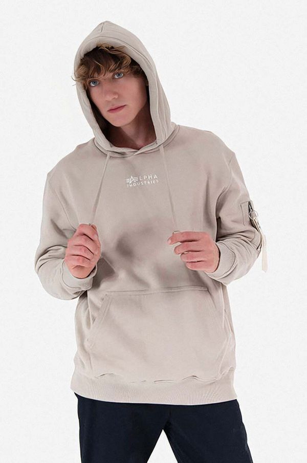 Alpha Industries Pamučna dukserica Alpha Industries Organics EMB Hoody za muškarce, boja: siva, s kapuljačom, s aplikacijom, 118350.627-grey