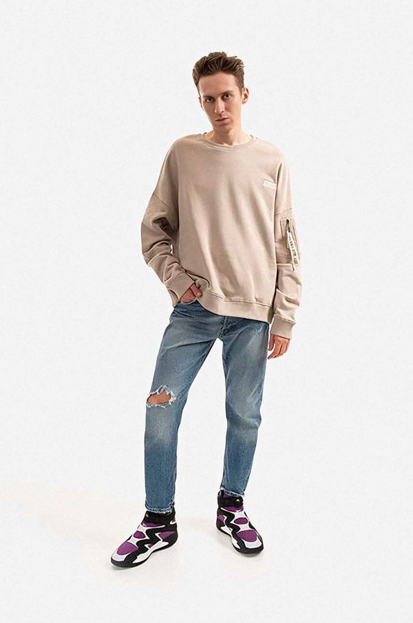 Alpha Industries Pamučna dukserica Alpha Industries za muškarce, boja: bež, glatka, 118317.627-cream