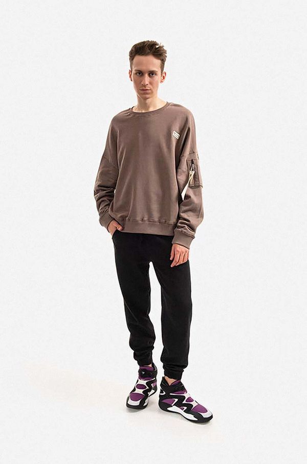 Alpha Industries Pamučna dukserica Alpha Industries za muškarce, boja: smeđa, glatka, 118317.628-brown