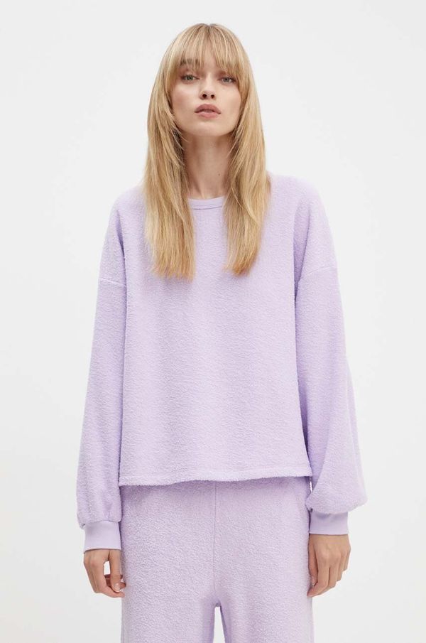 American Vintage Pamučna dukserica American Vintage za žene, boja: ljubičasta, bez uzorka, BOBY03AH24