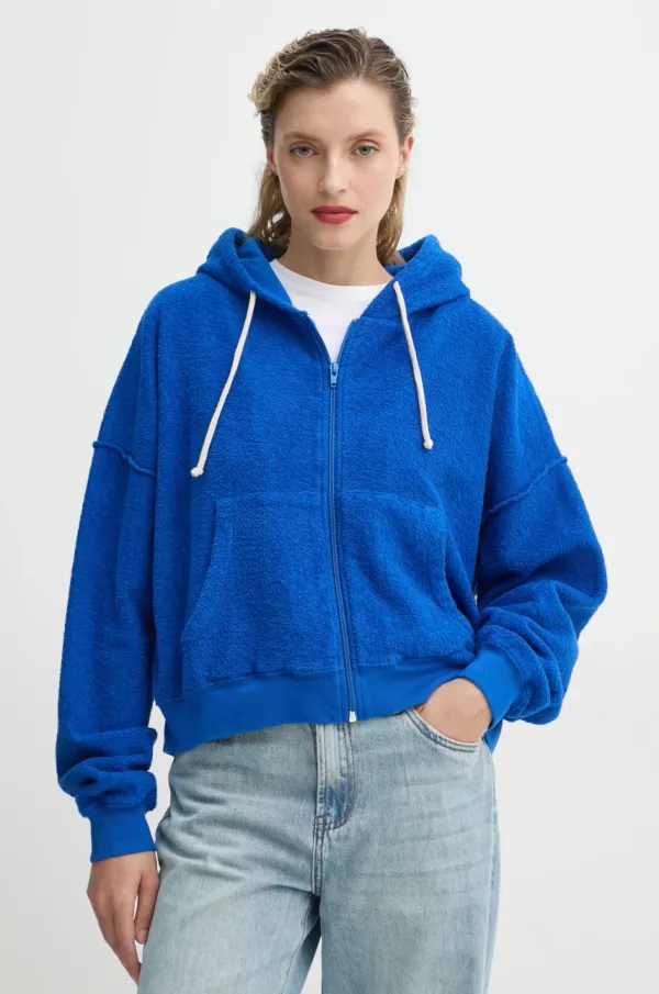 American Vintage Pamučna dukserica American Vintage za žene, s kapuljačom, bez uzorka, BOBY03FE25