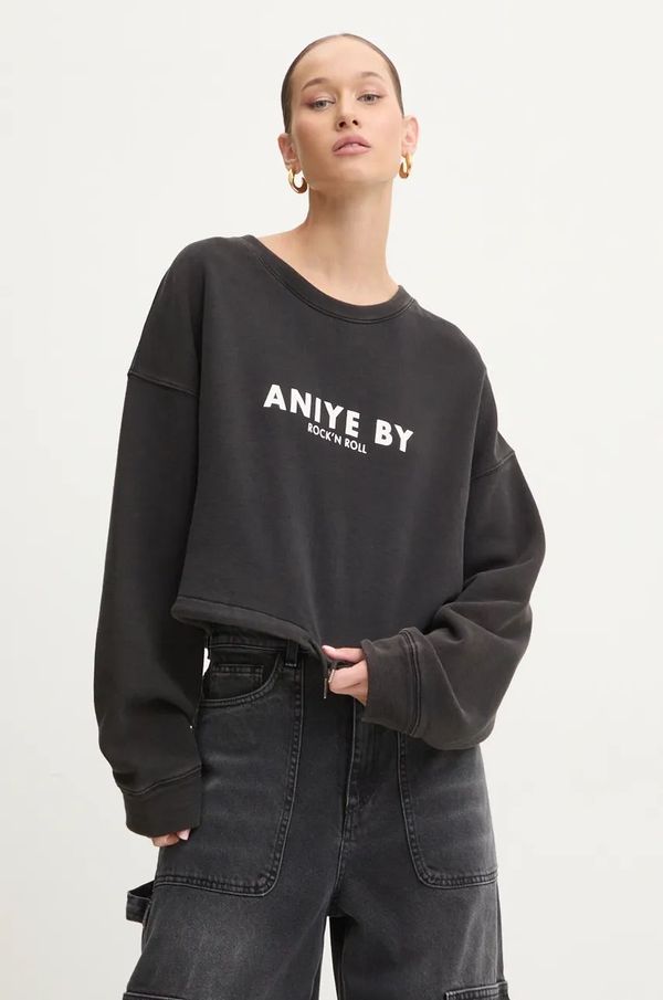 Aniye By Pamučna dukserica Aniye By za žene, boja: crna, s tiskom, 181308