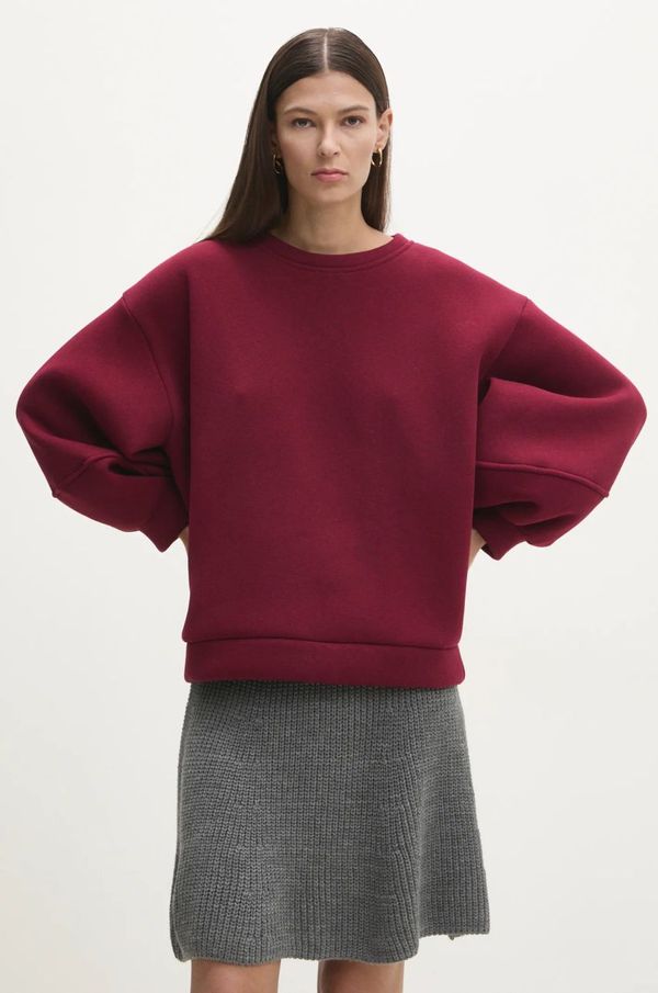 Answear Lab Pamučna dukserica Answear Lab za žene, boja: bordo, bez uzorka