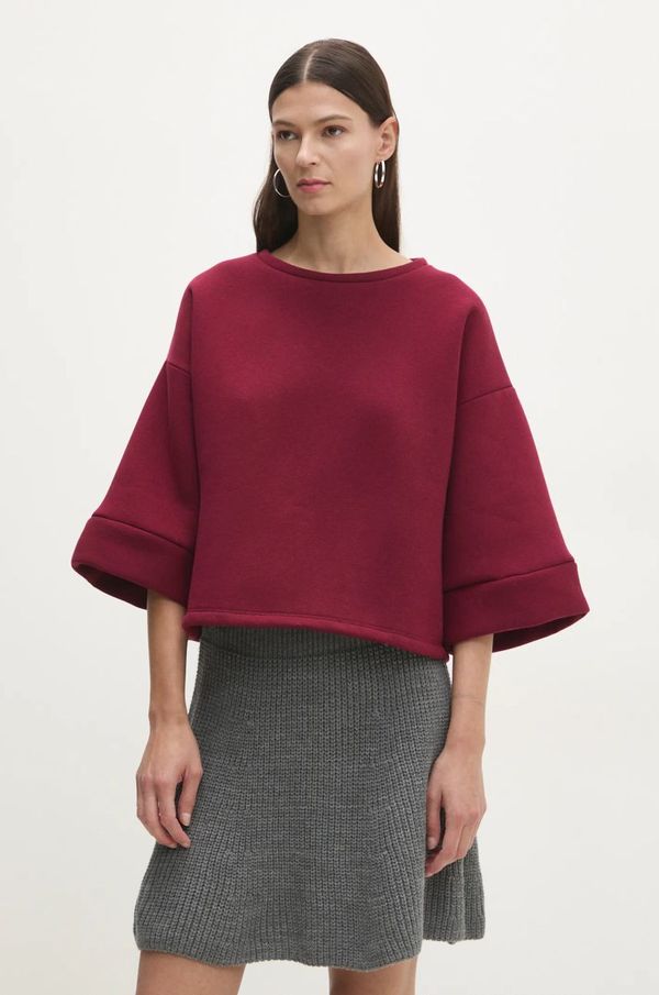 Answear Lab Pamučna dukserica Answear Lab za žene, boja: bordo, bez uzorka