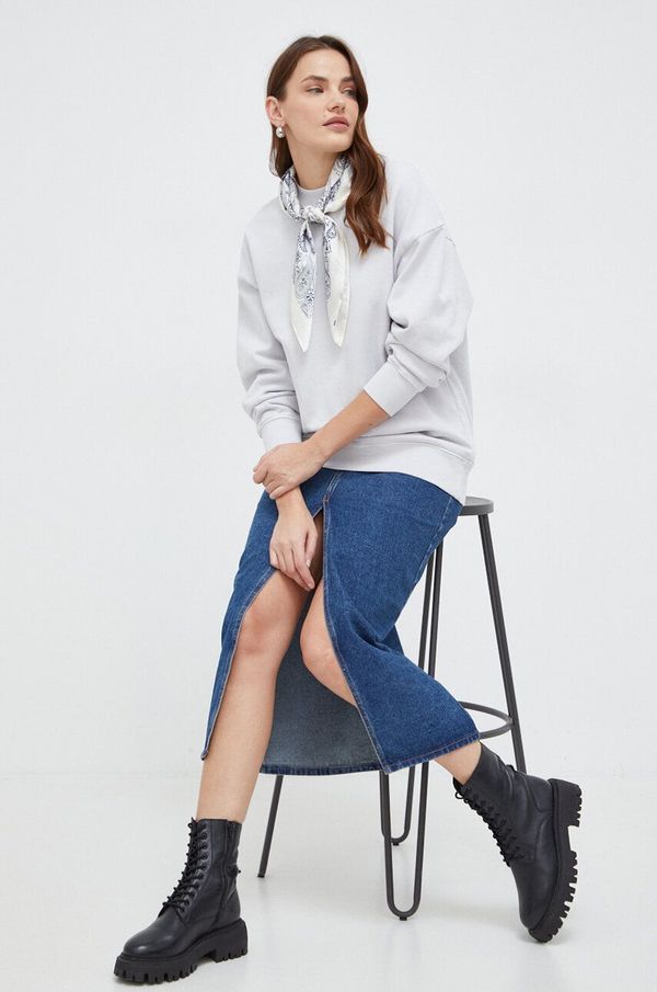 Answear Lab Pamučna dukserica Answear Lab za žene, boja: siva, bez uzorka