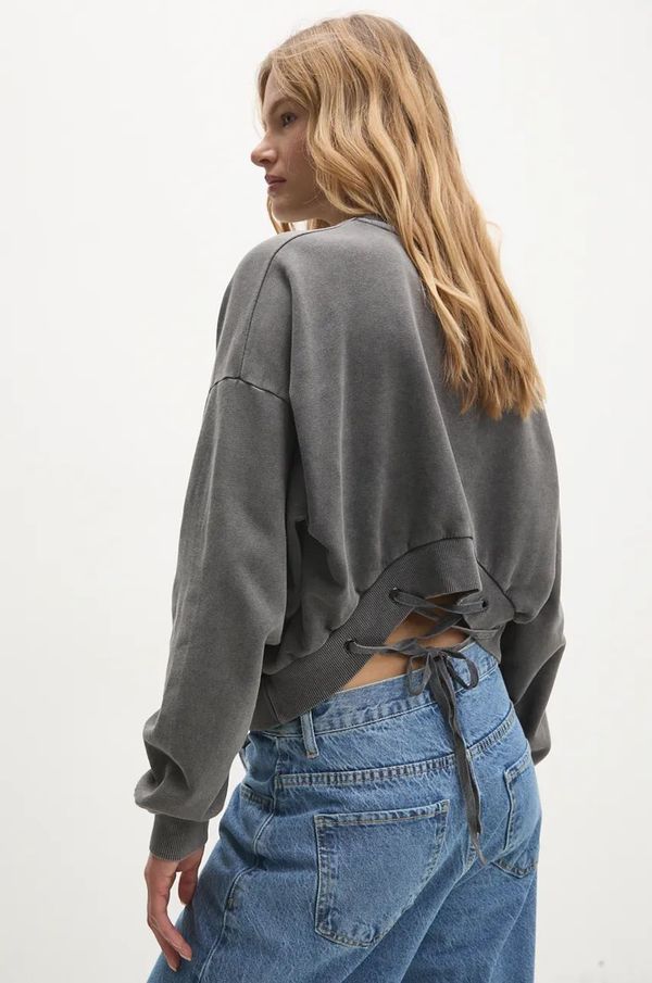 Answear Lab Pamučna dukserica Answear Lab za žene, boja: siva, s aplikacijom
