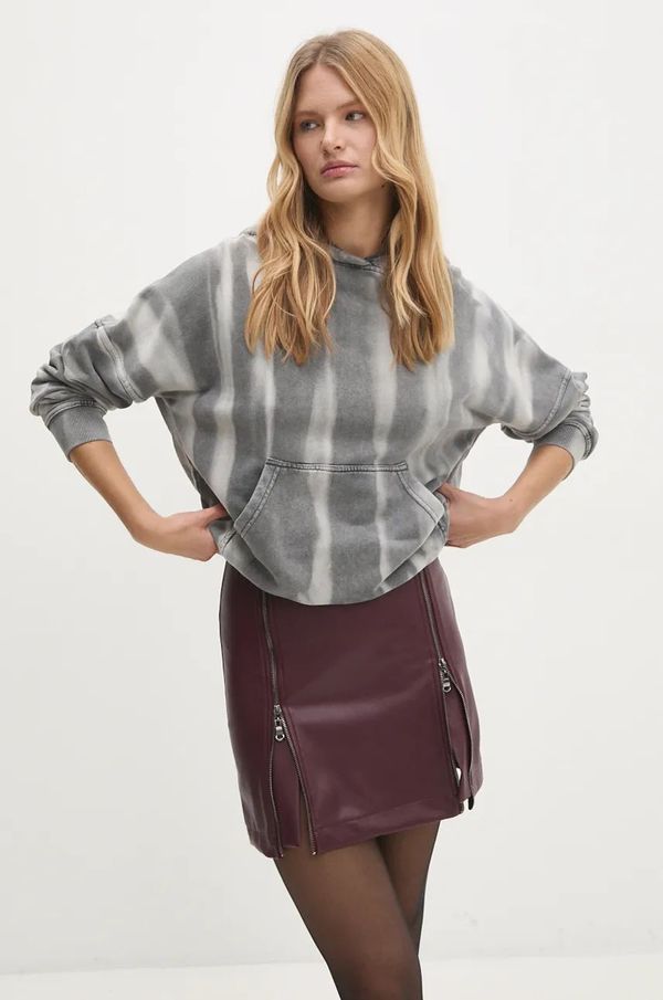 Answear Lab Pamučna dukserica Answear Lab za žene, boja: siva, s kapuljačom, s uzorkom