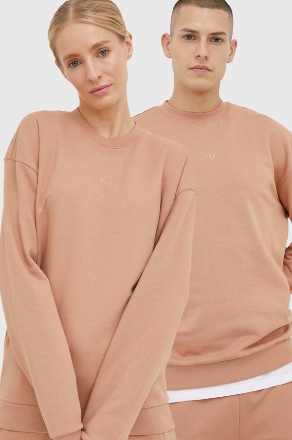 Arkk Copenhagen Pamučna dukserica Arkk Copenhagen unisex, boja: bež, glatka