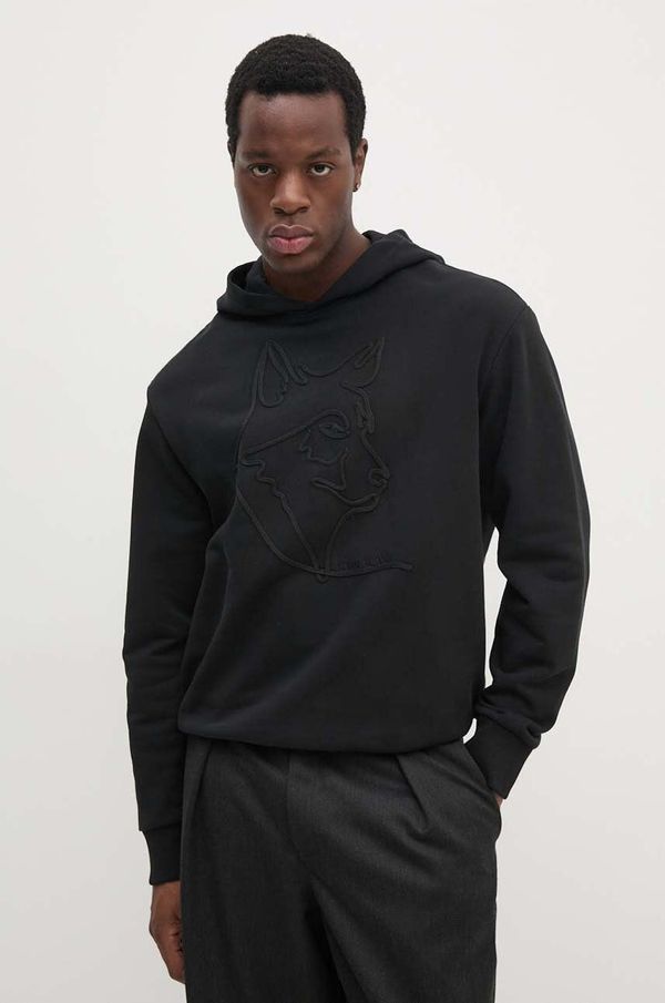 Armani Exchange Pamučna dukserica Armani Exchange za muškarce, boja: crna, s kapuljačom, s aplikacijom, XM000041 AF10858