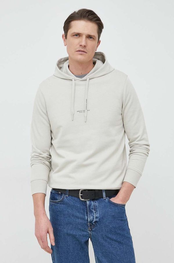 Armani Exchange Pamučna dukserica Armani Exchange za muškarce, boja: zelena, s kapuljačom, glatka