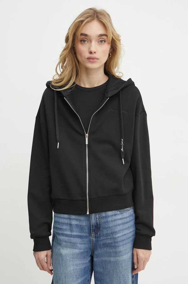 Armani Exchange Pamučna dukserica Armani Exchange za žene, boja: crna, s kapuljačom, bez uzorka, 6DYM72 YJEEZ