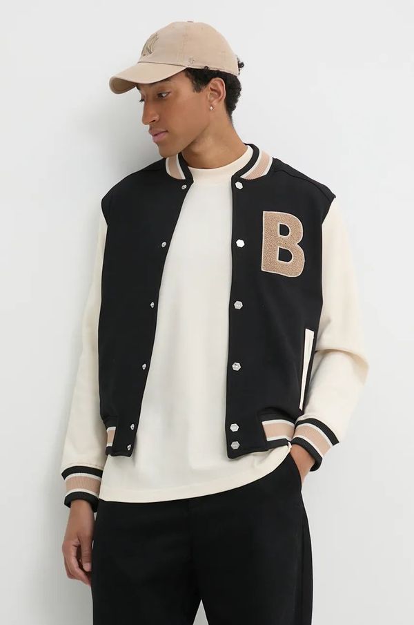 BALR. Pamučna dukserica BALR. Game Day za muškarce, boja: crna, s aplikacijom, B138A 1001