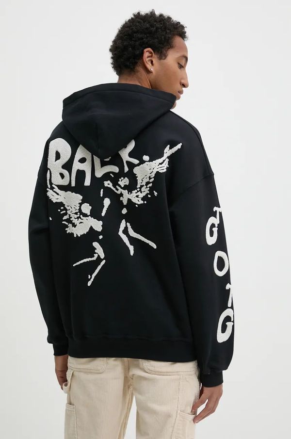BALR. Pamučna dukserica BALR. Game of the Gods za muškarce, boja: crna, s kapuljačom, s aplikacijom, B1261 1131