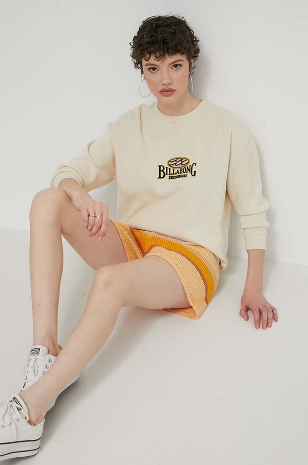 Billabong Pamučna dukserica Billabong Since 73 za žene, boja: bež, s tiskom, UBJZT00383