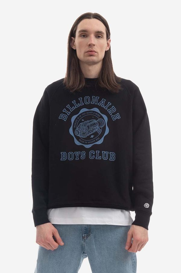 Billionaire Boys Club Pamučna dukserica Billionaire Boys Club Academy Logo Crewneck za muškarce, boja: crna, s tiskom, B22423-BLACK
