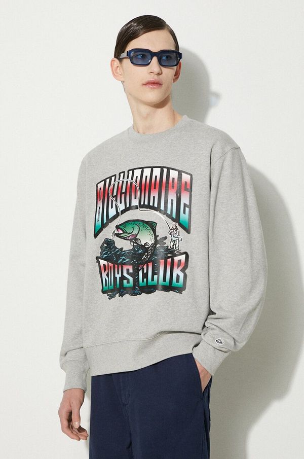Billionaire Boys Club Pamučna dukserica Billionaire Boys Club Big Catch Crewneck za muškarce, boja: siva, s tiskom, B24230