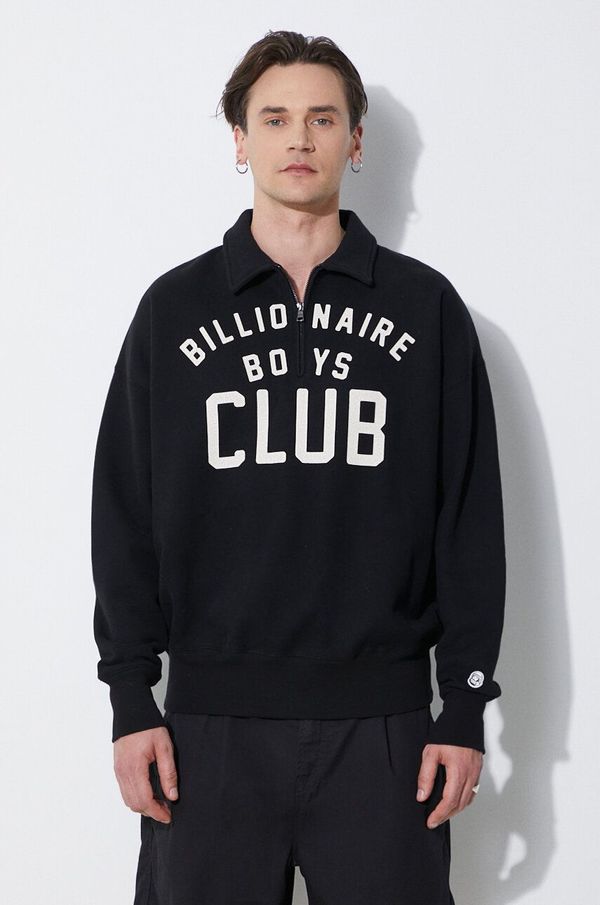 Billionaire Boys Club Pamučna dukserica Billionaire Boys Club Collared Half Zip Sweater boja: crna, s tiskom, B24125