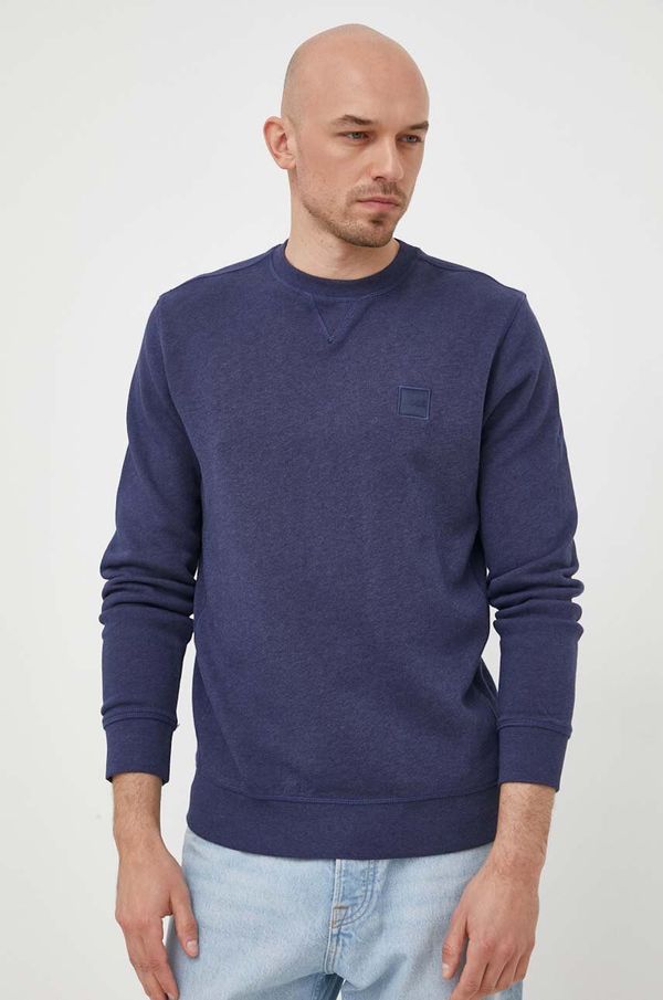 Boss Orange Pamučna dukserica BOSS CASUAL za muškarce, boja: tamno plava, s aplikacijom, 50468443