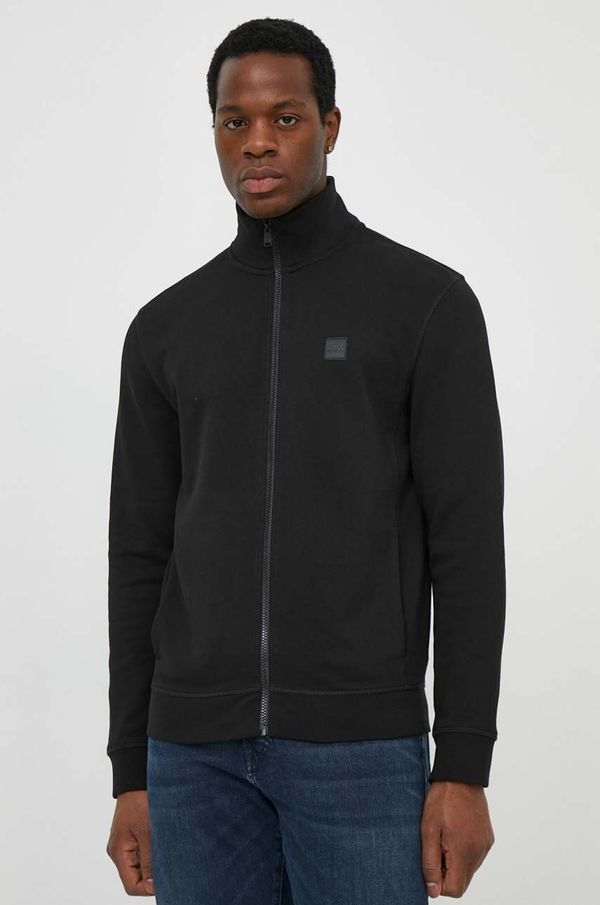 Boss Orange Pamučna dukserica Boss Orange za muškarce, boja: crna, s aplikacijom, 50511709