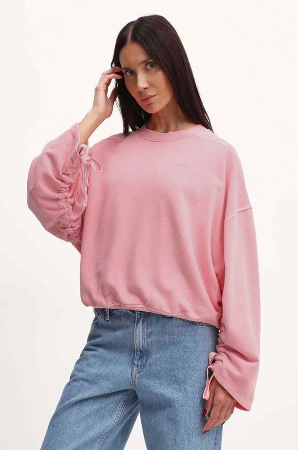 Boss Orange Pamučna dukserica Boss Orange za žene, boja: ružičasta, bez uzorka, 50518541