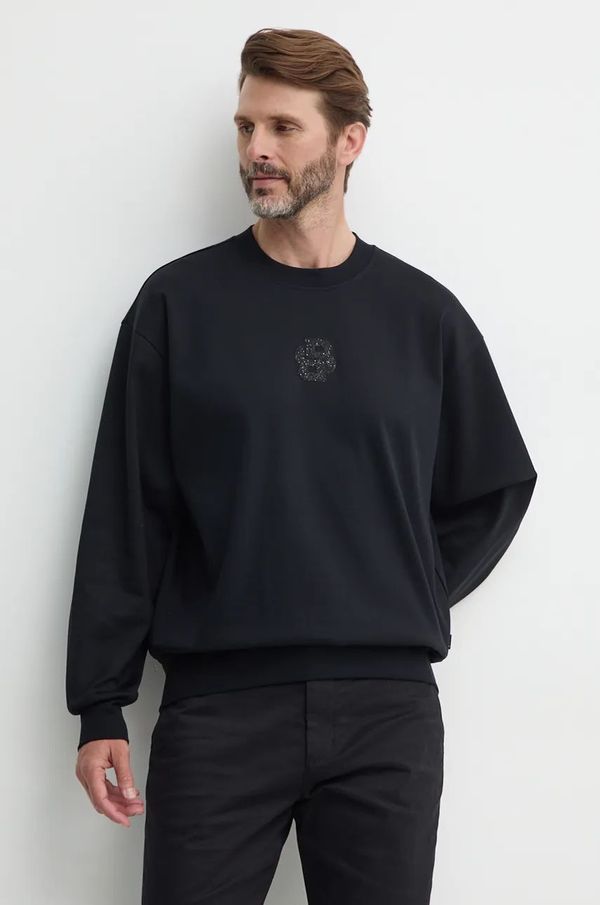 Boss Pamučna dukserica BOSS za muškarce, boja: crna, s aplikacijom, 50527667