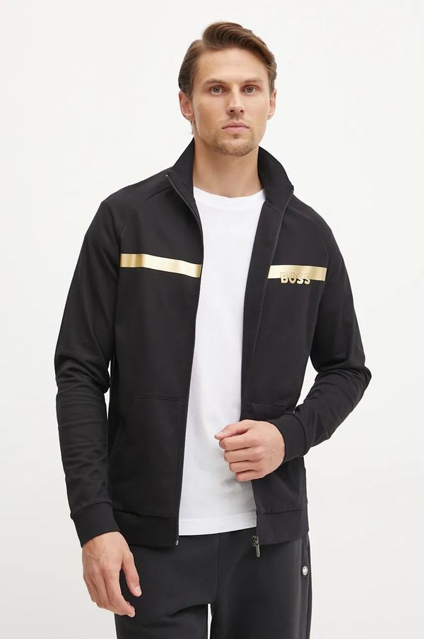 Boss Pamučna dukserica BOSS za muškarce, boja: crna, s tiskom, 50527453