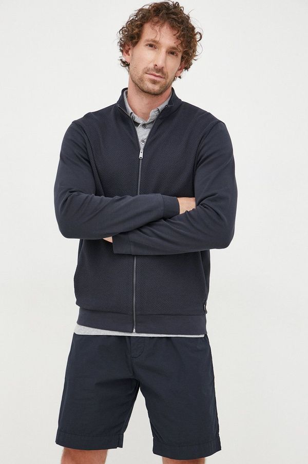 Boss Pamučna dukserica BOSS za muškarce, boja: tamno plava, glatka