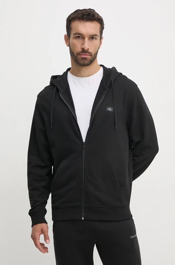 Calvin Klein Jeans Pamučna dukserica Calvin Klein Jeans za muškarce, boja: crna, s kapuljačom, bez uzorka, J30J326858