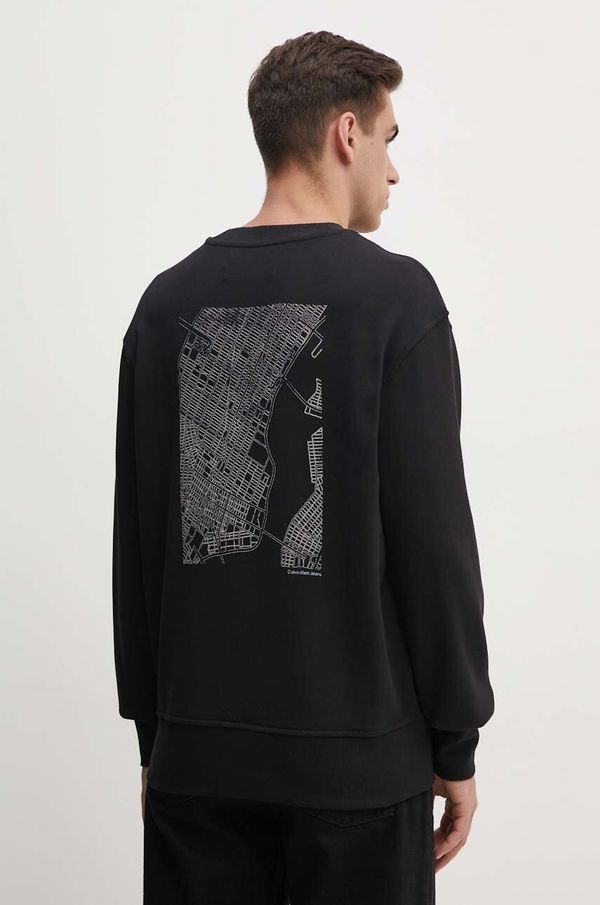 Calvin Klein Jeans Pamučna dukserica Calvin Klein Jeans za muškarce, boja: crna, s tiskom, J30J326790