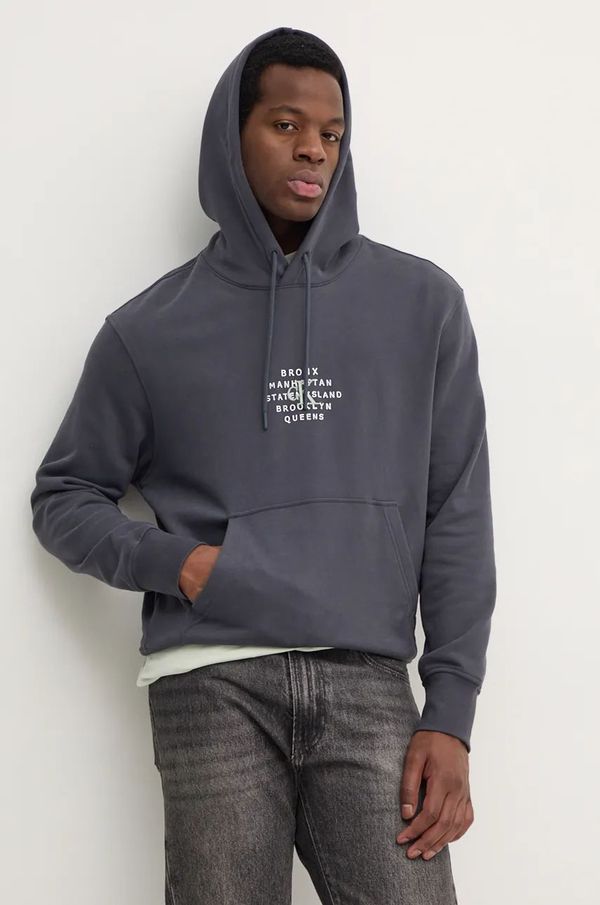 Calvin Klein Jeans Pamučna dukserica Calvin Klein Jeans za muškarce, boja: siva, s kapuljačom, s tiskom, J30J326879