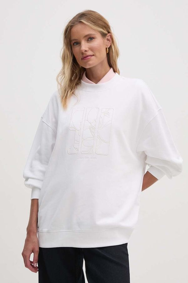 Calvin Klein Jeans Pamučna dukserica Calvin Klein Jeans za žene, boja: bijela, s aplikacijom, J20J223540