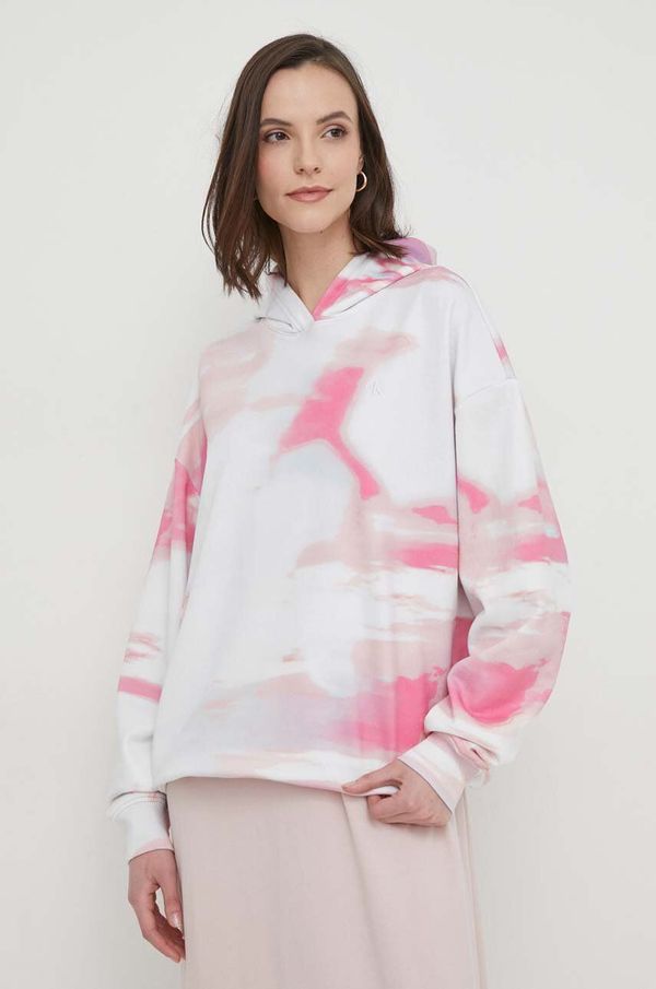 Calvin Klein Jeans Pamučna dukserica Calvin Klein Jeans za žene, boja: bijela, s kapuljačom, s uzorkom